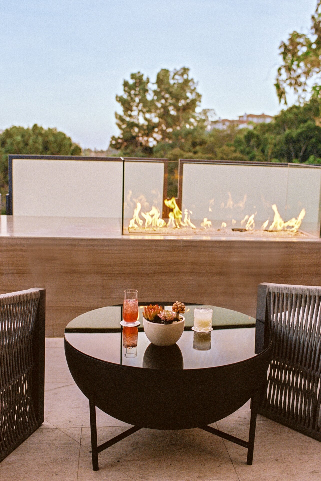 Cocktail by suite fireplace 