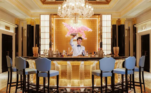 Artists' Bar at The Dorchester - with bartender behind the bar