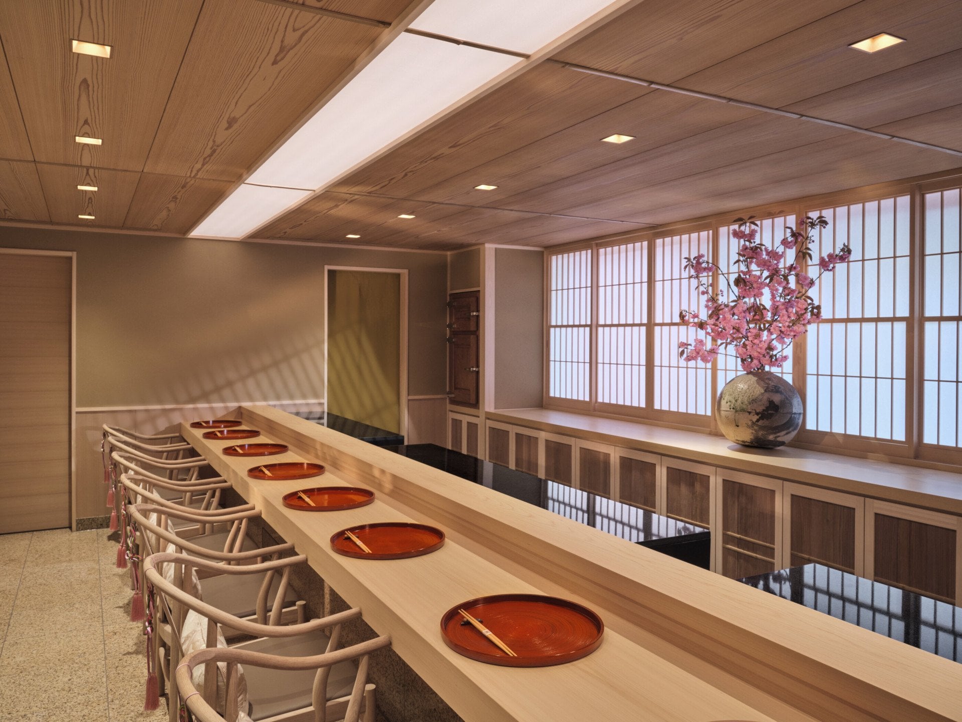 The main dining space at Sushi Kanesaka