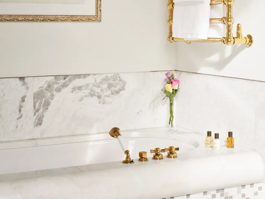 Close up on marble bath tube at Hotel Eden
