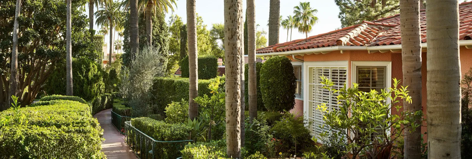 Bungalow 9A exterior path at The Beverly Hills Hotel, Los Angeles