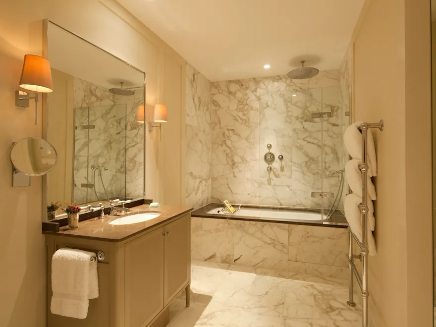 Bathroom interior of Mansion House superior room at Coworth Park, Ascot
